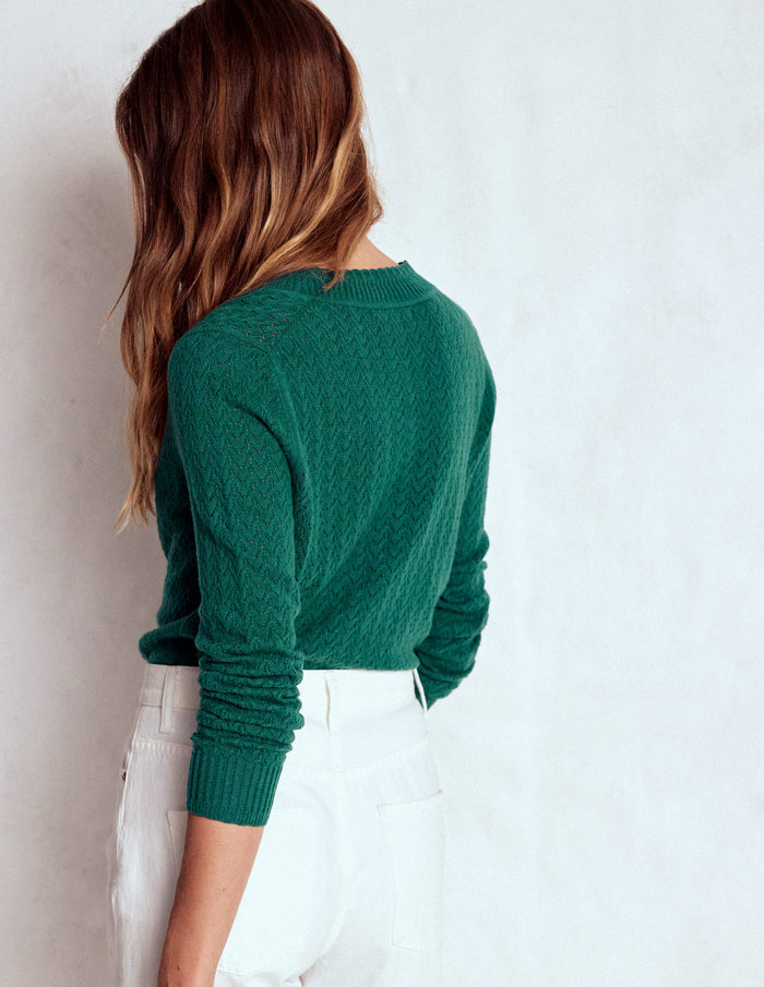 Diane Pointelle Cardigan Drake Green