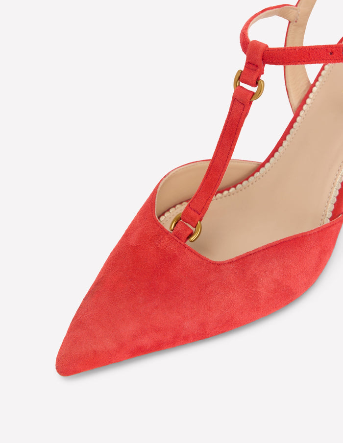 T-Bar Point Heels Post Box Red