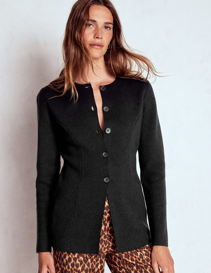 Joanna Fitted Knitted Jacket Black