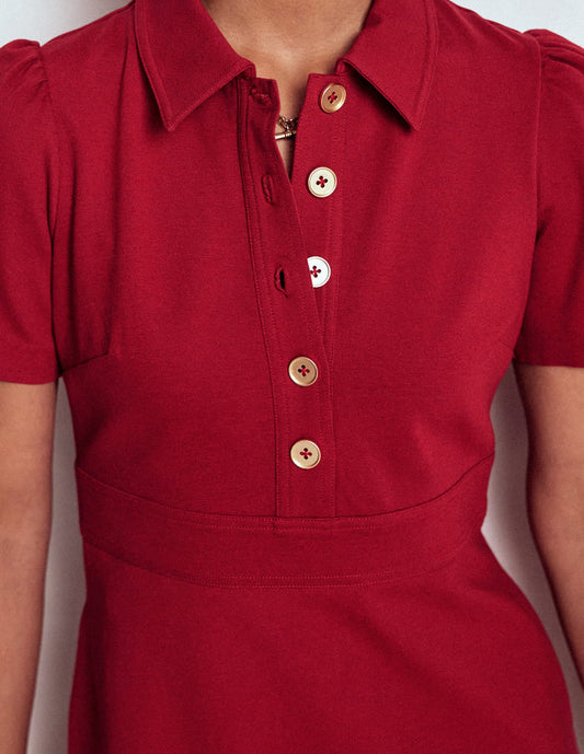 Nicolette Ponte Shirt Dress Crimson Red