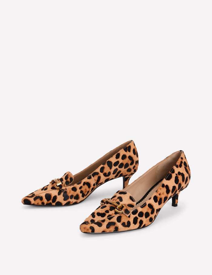 Iris Heel Snaffle Point Loafer Leopard