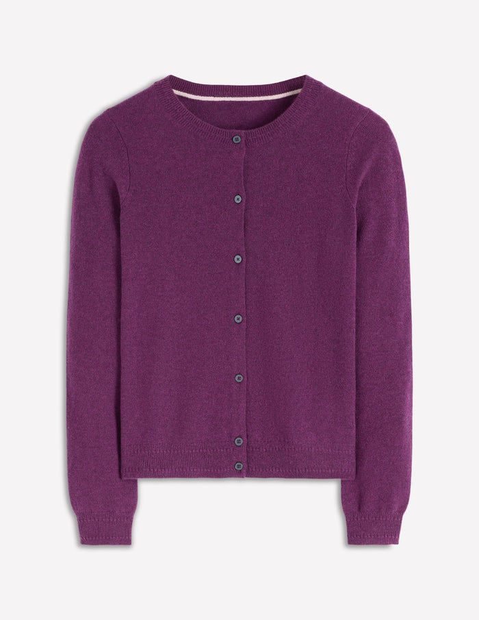 Eva Cashmere Crew Cardigan Plum Melange