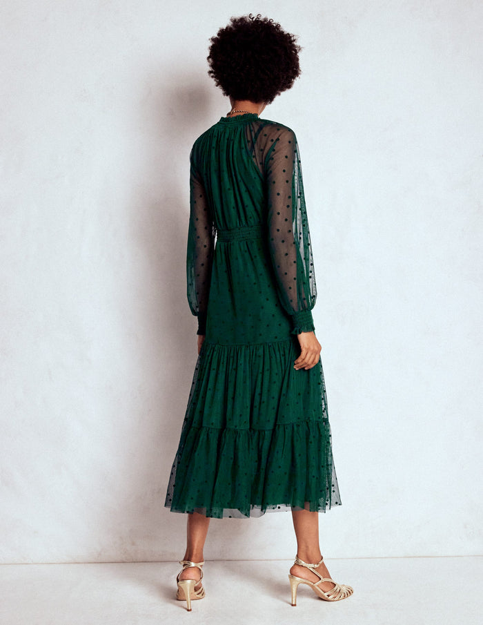 Lucille Tulle Midi Dress Emerald Night