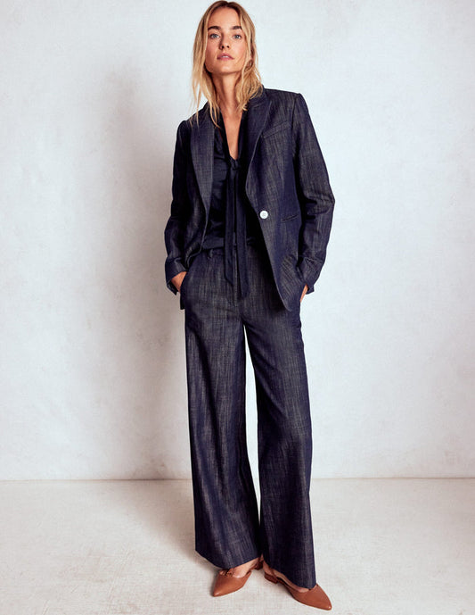 Tie Neck Supersoft Top Navy