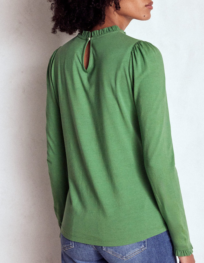 Supersoft Frill Detail Top Newt Green