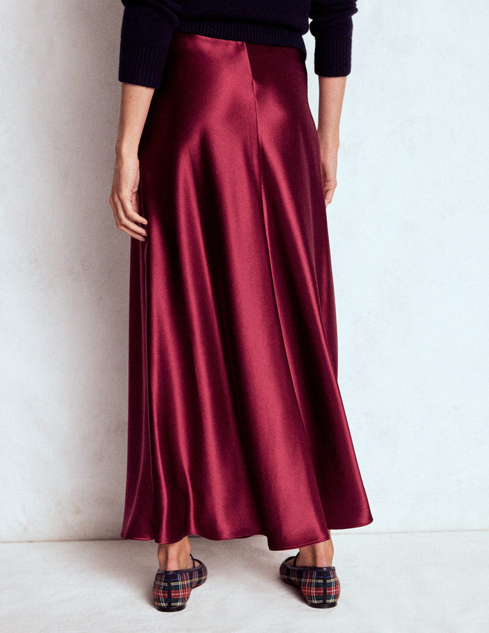 Bias Cut Slip Skirt Chestnut