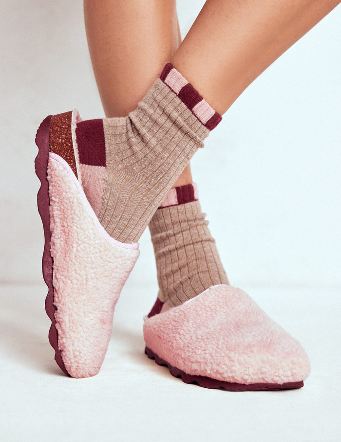 Contrast Sole Mule Slippers Pink