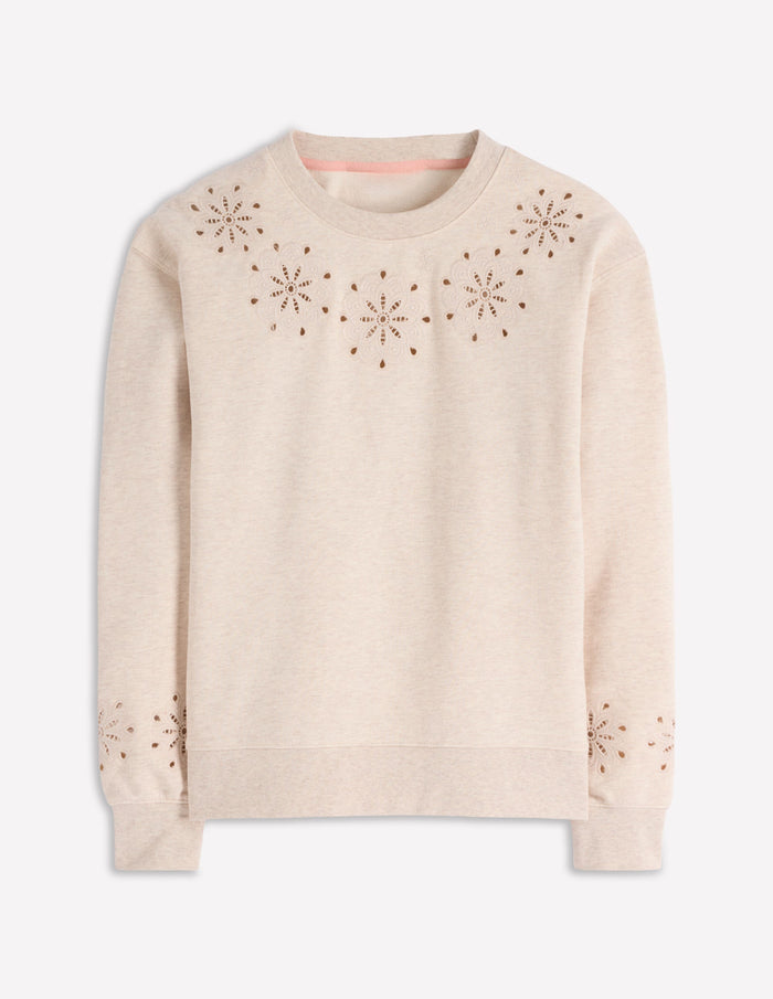 Emi Cutwork Sweatshirt Oatmeal Marl