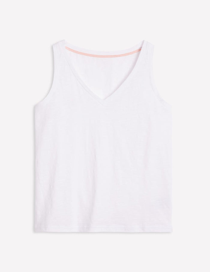 Regular V-Neck Slub Tank White