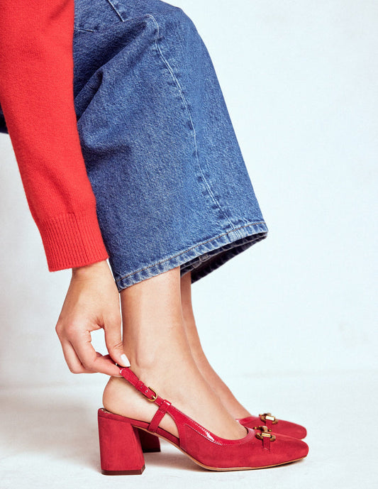 Iris Snaffle Slingback Heels Post Box Red
