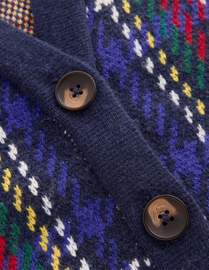 Quinn Boyfriend Cardigan Navy, Green and Red Check