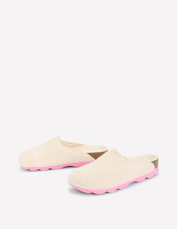 Contrast Sole Mule Slippers Natural