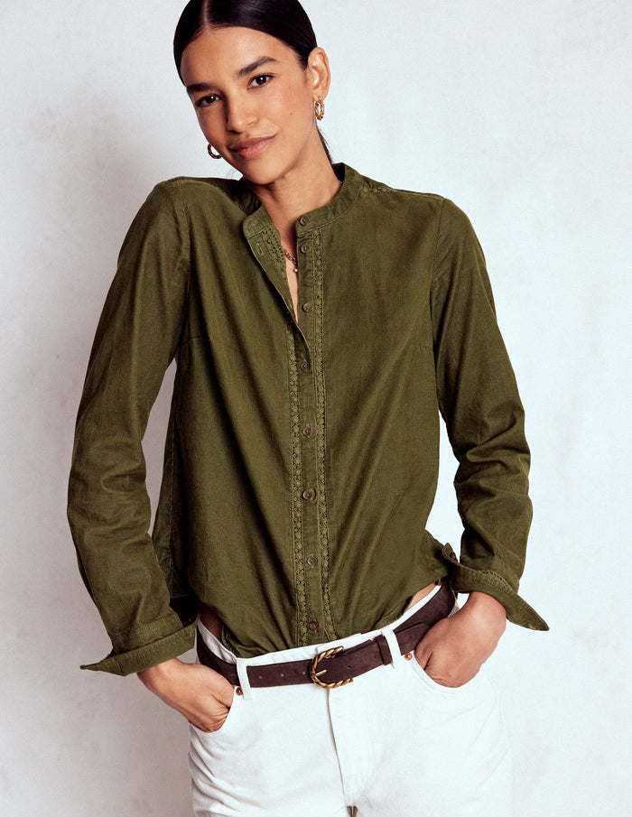 Victoria Cord Shirt Woodland Green