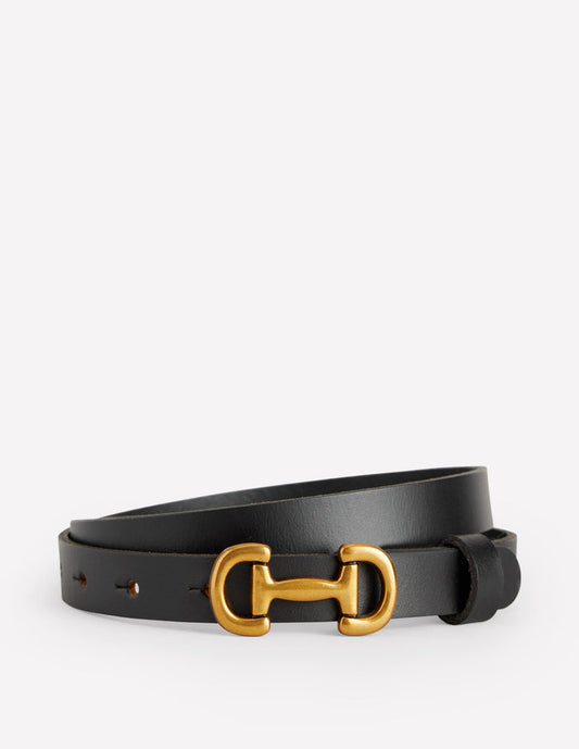 Iris Skinny Snaffle Trim Belt Black
