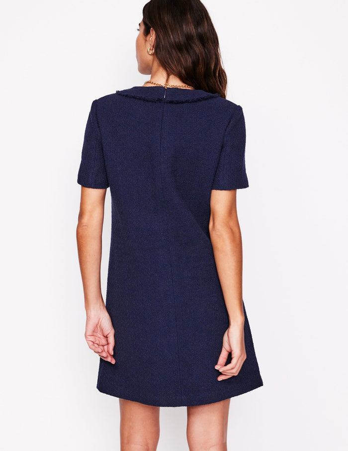 Evita Cotton Shift Dress Navy