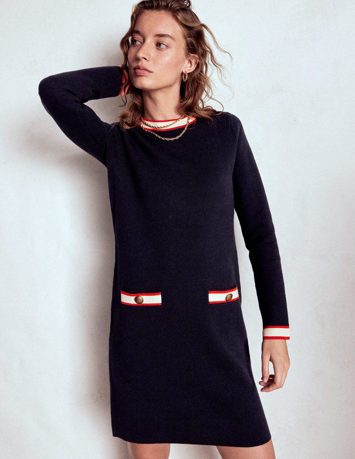 Holly Knitted Shift Dress Navy