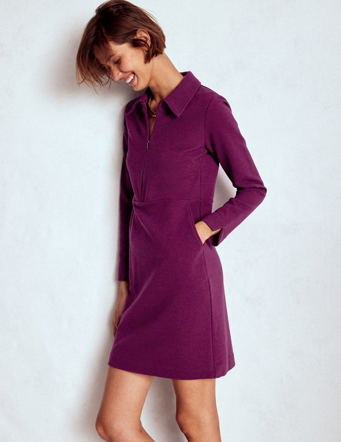 Cam Zip-up Ottoman Dress Plum Jam