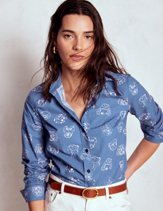 Sienna Cotton Shirt Blue, Multi Dogs