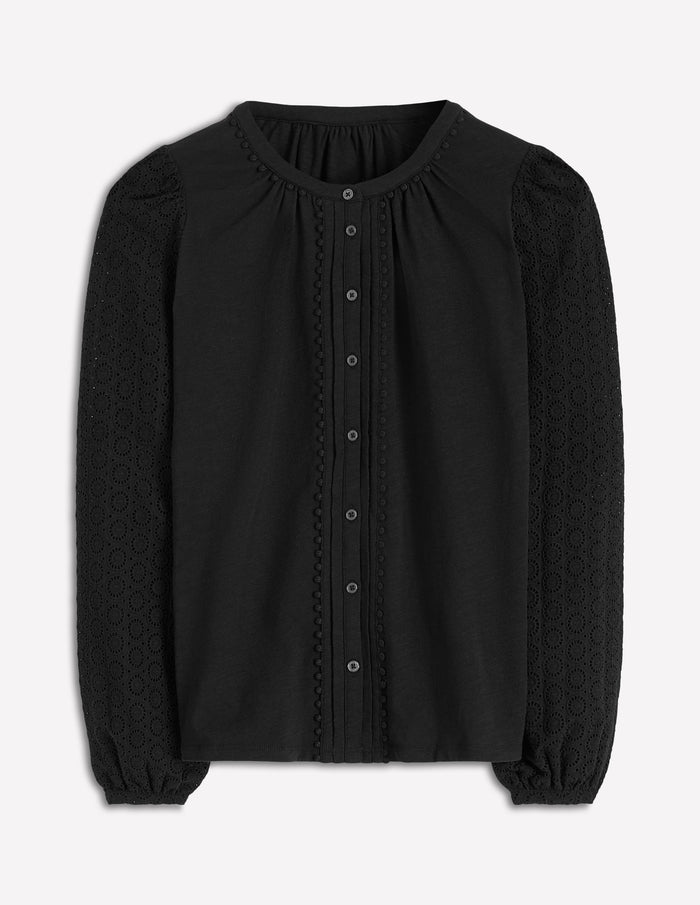 Eden Broderie Jersey Shirt Black