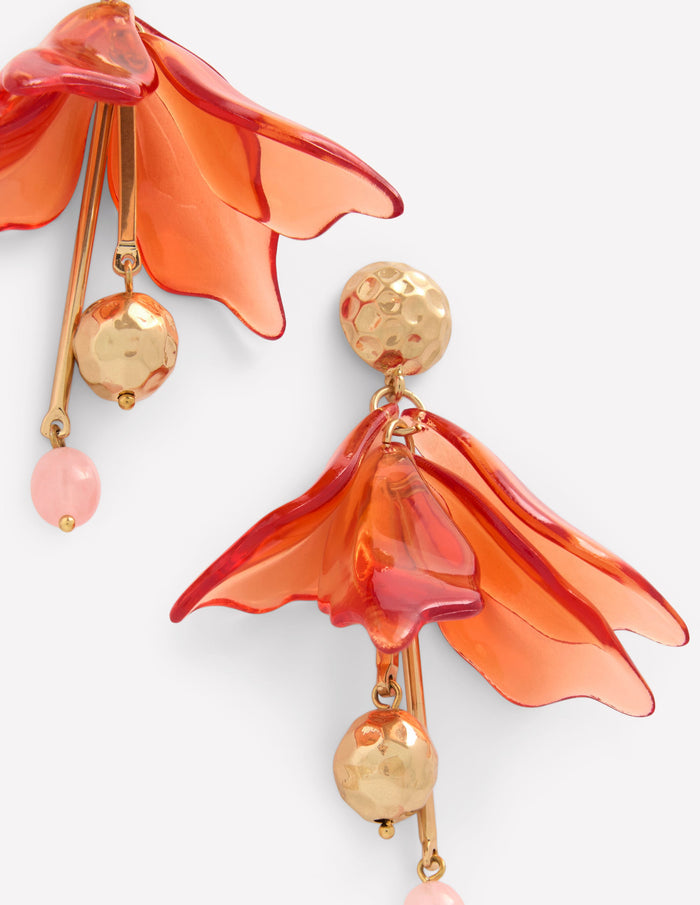 Flower Resin Earrings Orange