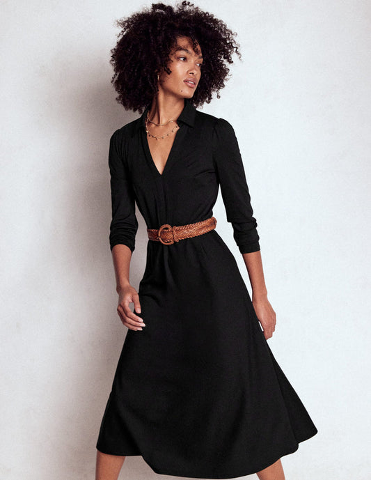 Imogen Collared Jersey Dress Black