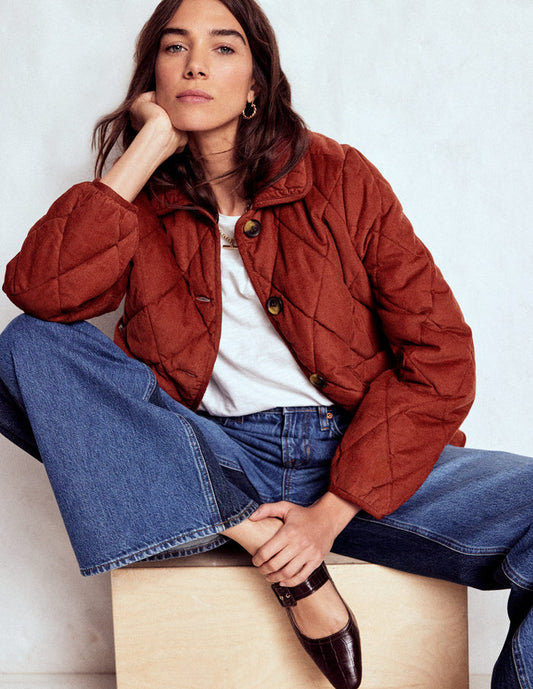 Fitzrovia Quilted Cord Jacket Fire Brick Red