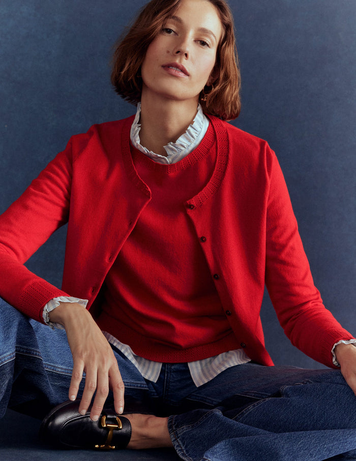 Emilia Cotton Crew Sweater Poppy Red