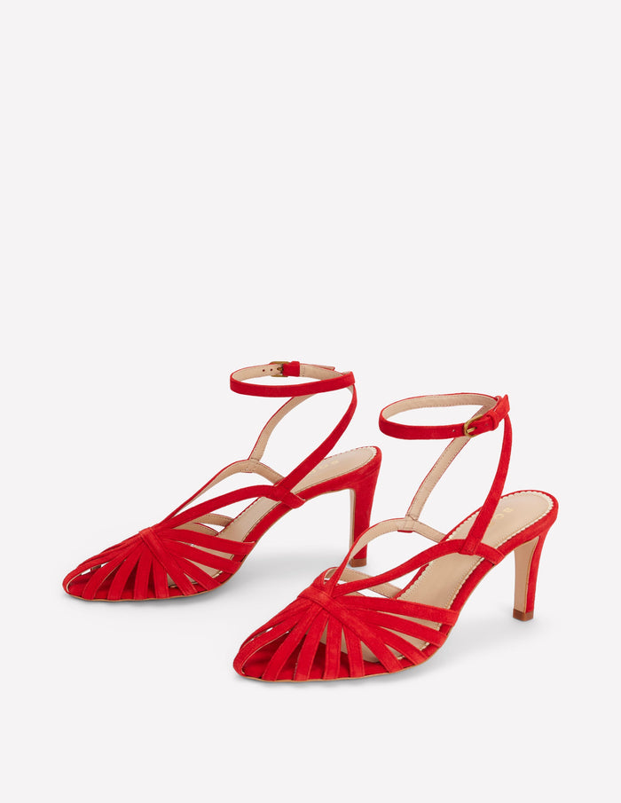 Heeled Cage Sandals Post Box Red