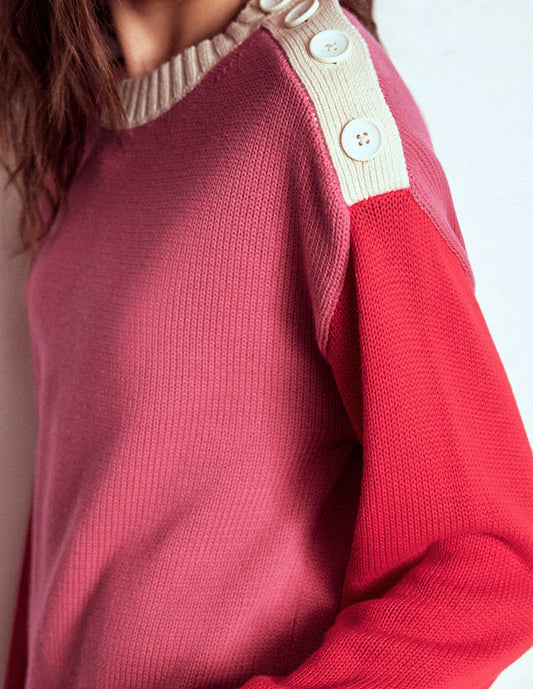 Jemma Chunky Cotton Sweater Rose Pink