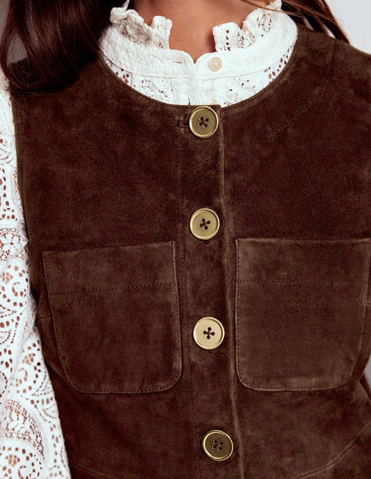Evelyn Suede Shift Dress Dark Chocolate