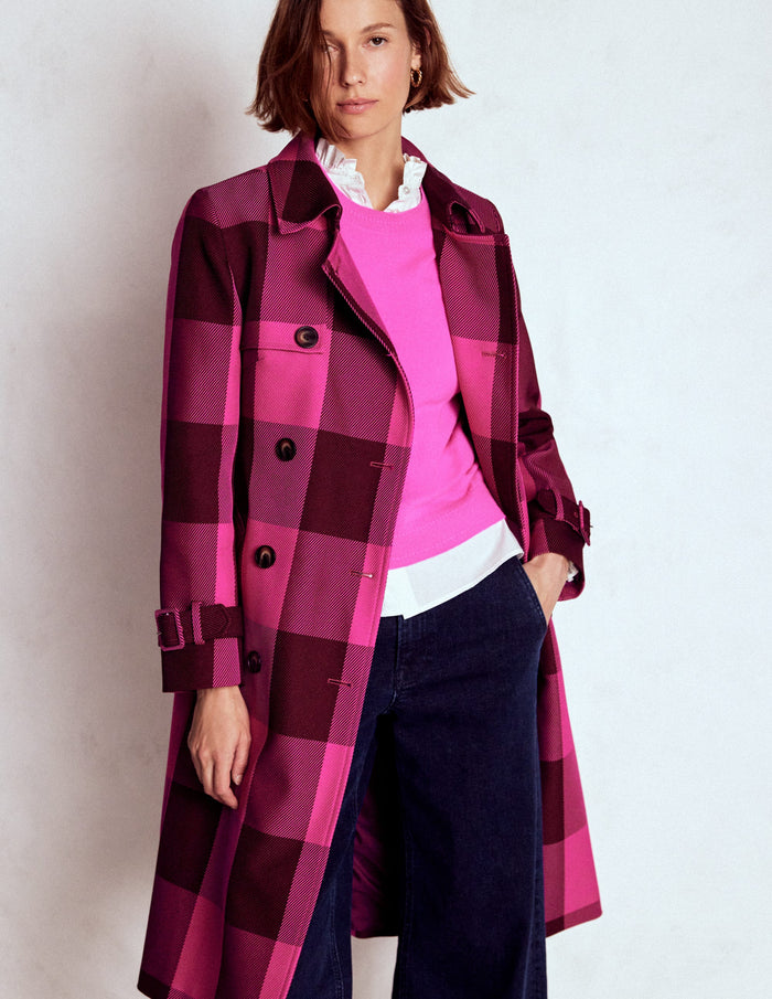 Cheltenham Trench Coat Pink Peony, Chestnut Gingham
