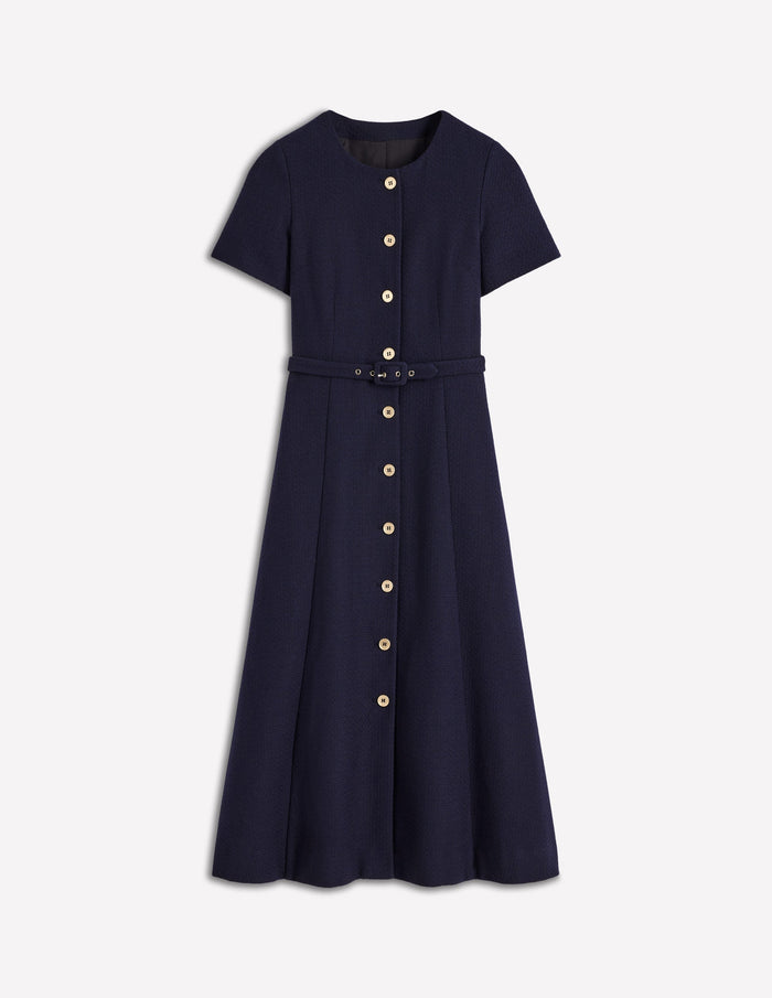 Charlotte Cotton Midi Dress Navy