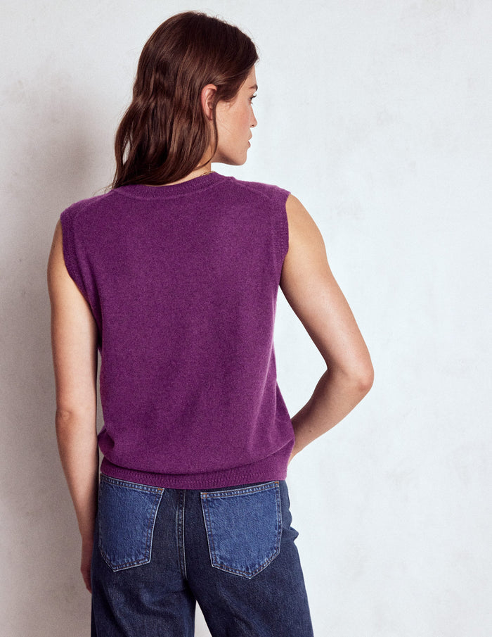 Eva Cashmere Vest Plum Melange