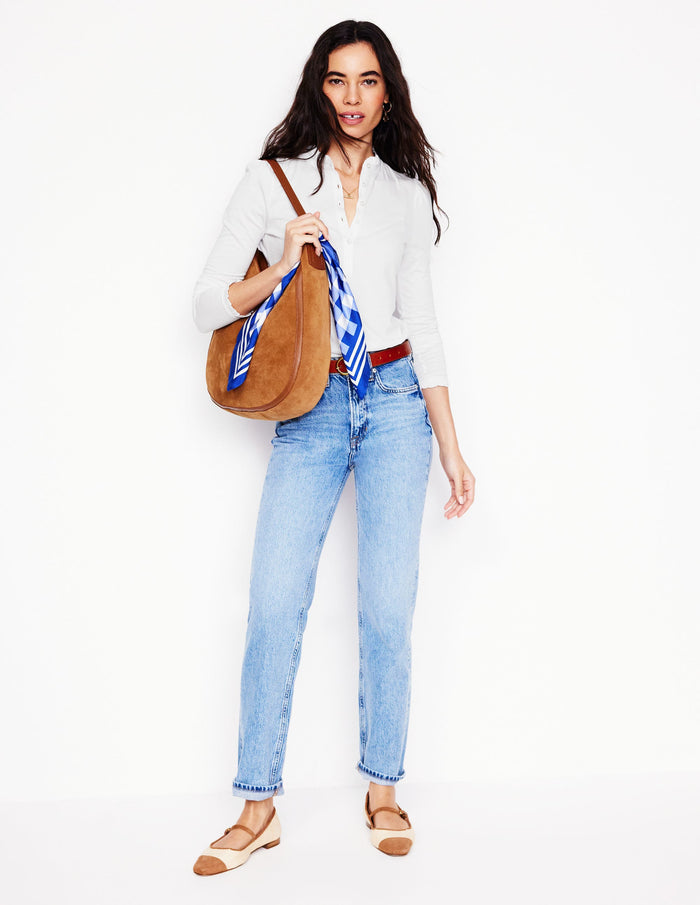 Supersoft Frill Henley Top White