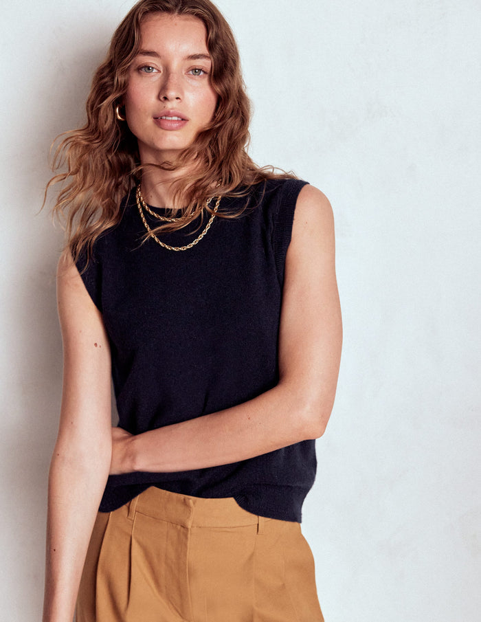 Eva Cashmere Vest Navy