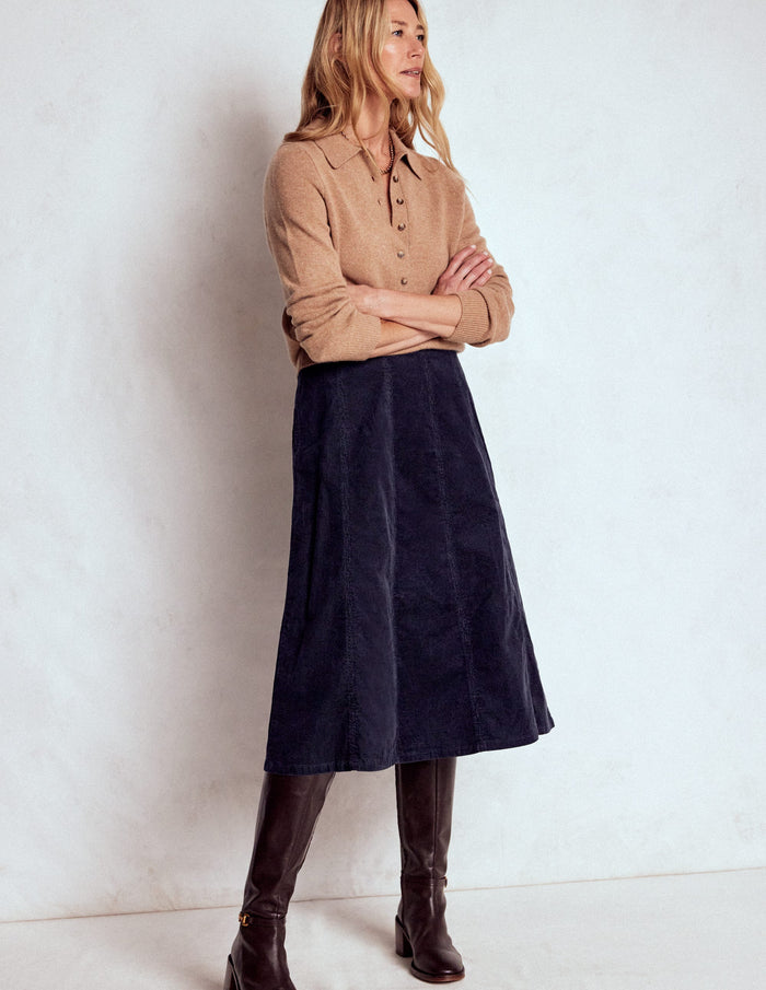 Joy Cord Midi Skirt Navy