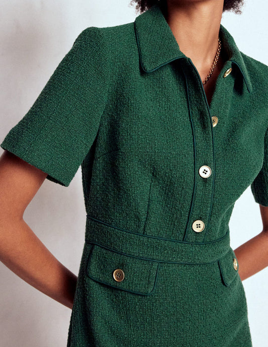Eda Cotton Shift Dress Emerald Night