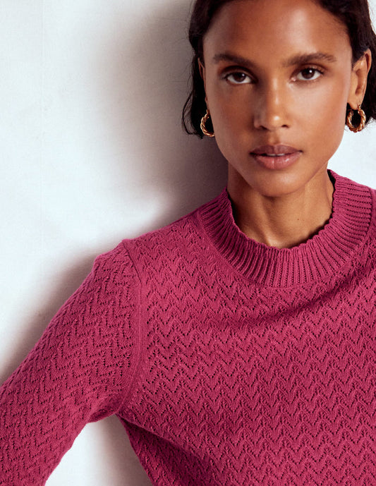Diane Pointelle Sweater Bright Cherry