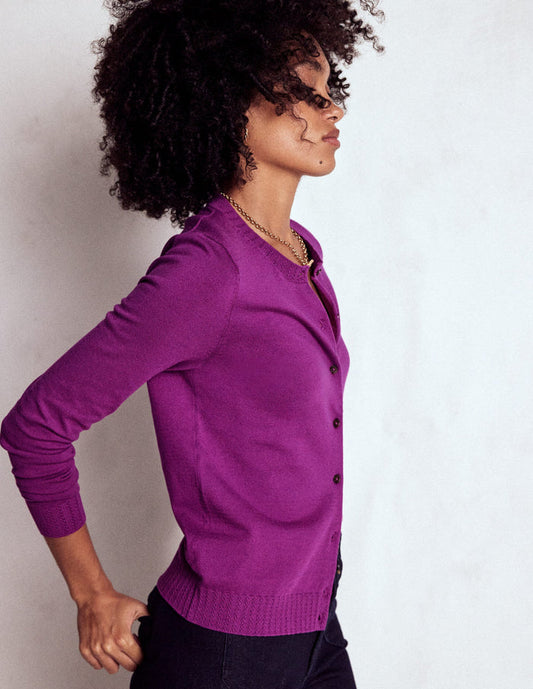 Emilia Cotton Crew Cardigan Regal Purple
