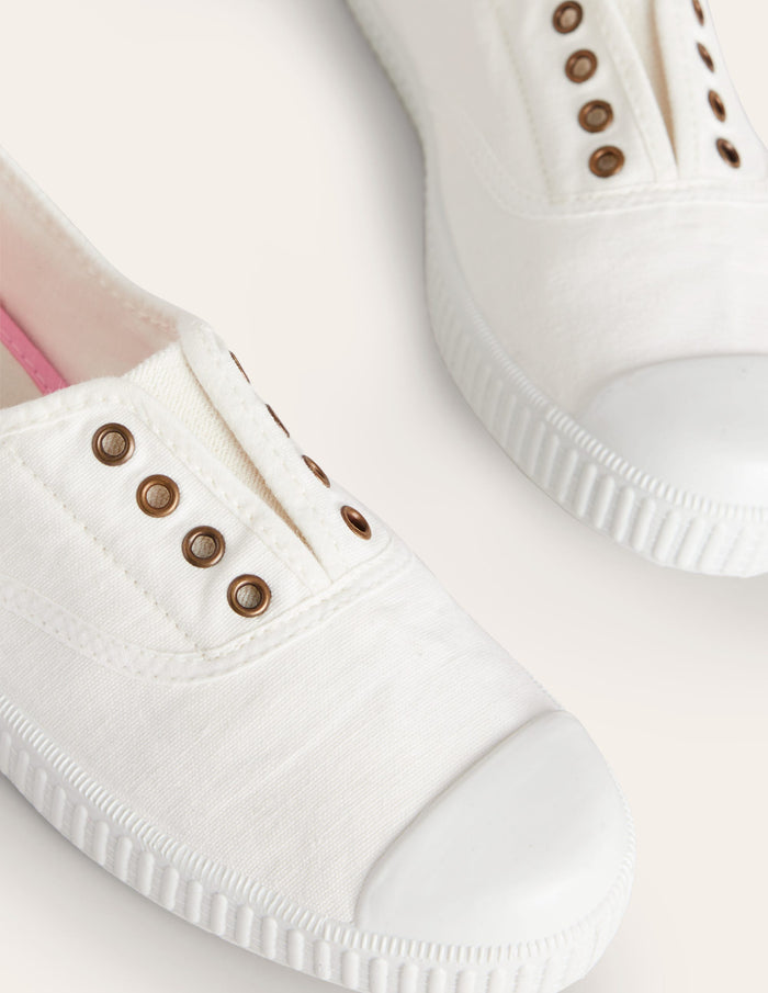 Laceless Canvas Plimsoll Ivory