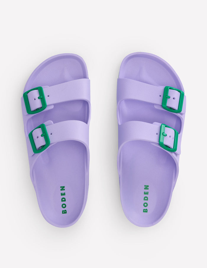 Lyla Double Buckle Sliders Lavender Purple
