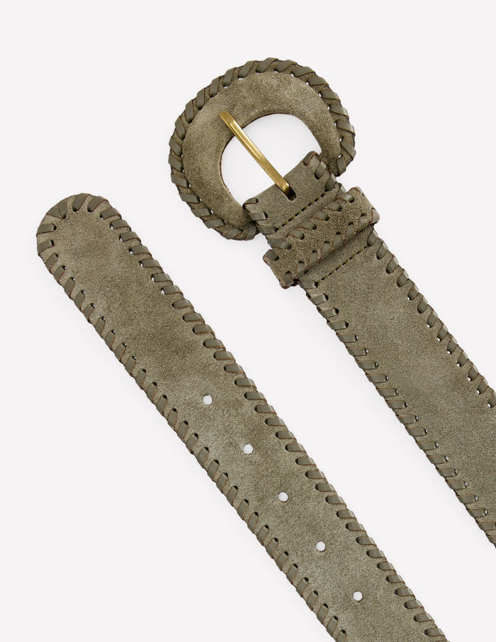 Covered Whipstitch Belt Deep Olive