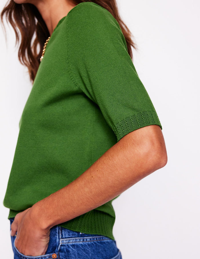 Emilia Cotton Crew T-shirt Promenade Green