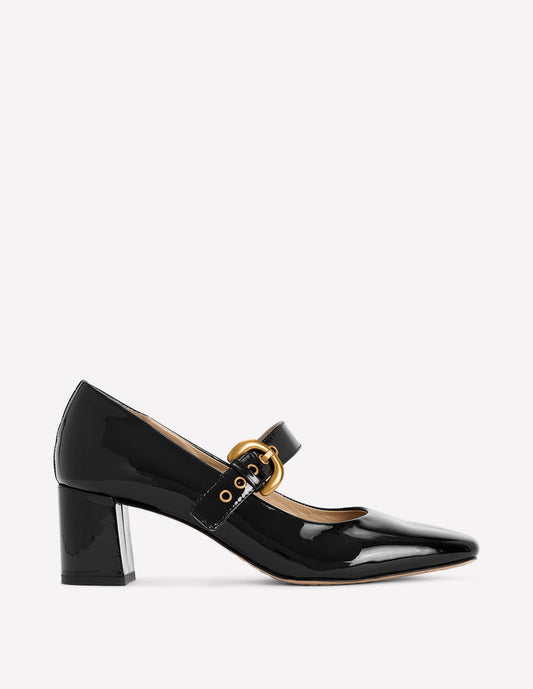 Heeled Buckle Mary Janes Black