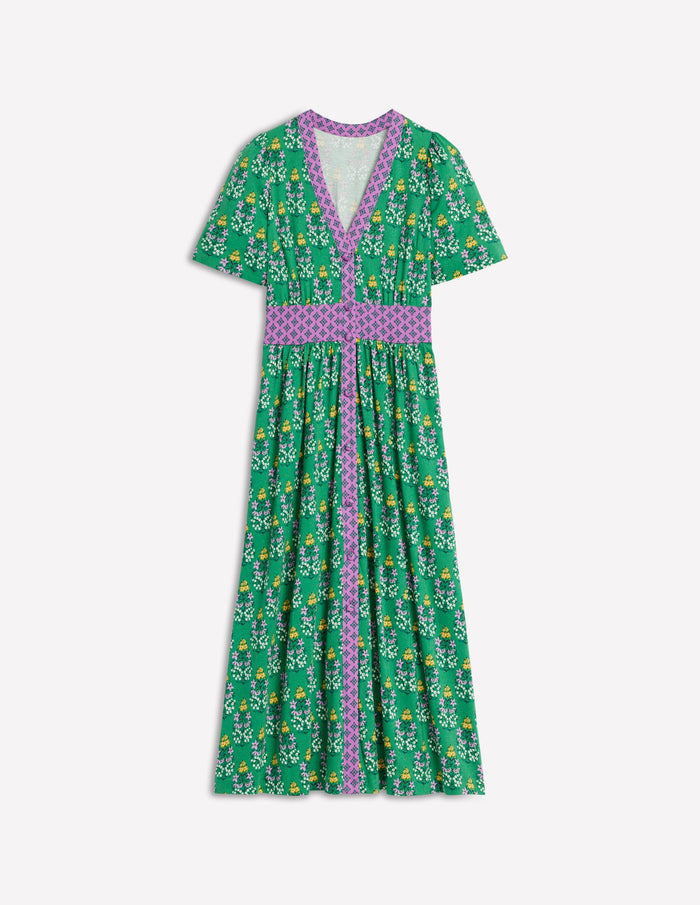 Natalia Jersey Tea Dress Rich Emerald, Wildflower