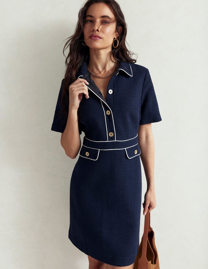 Eda Cotton Shift Dress Navy