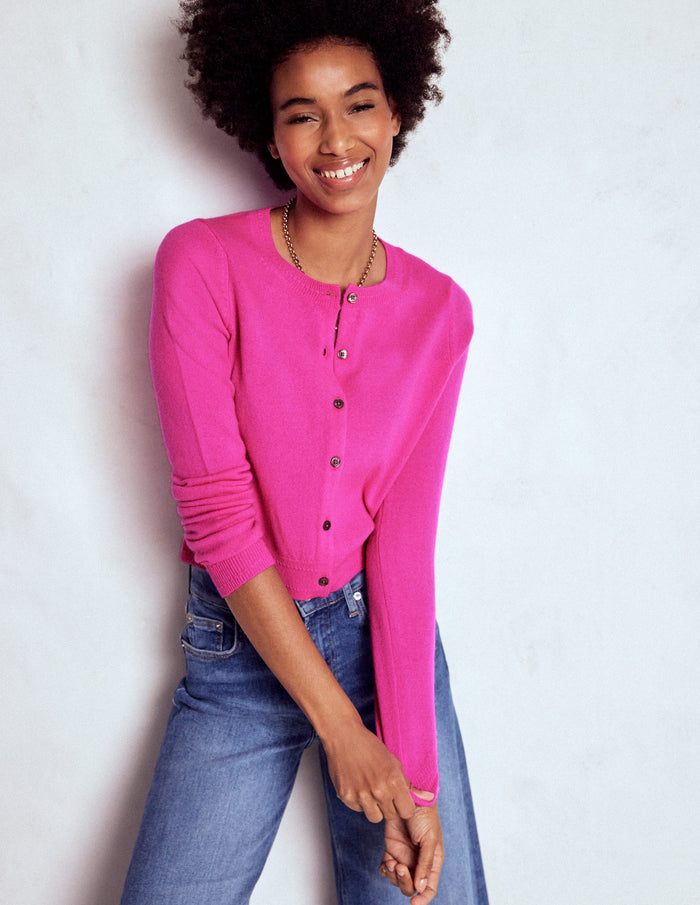 Eva Cashmere Cropped Cardigan Pop Pansy