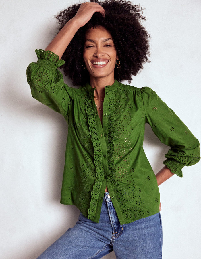 Alice Broderie Top Promenade Green