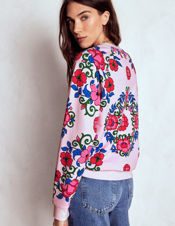 Rosa Printed Sweatshirt Pink, Ornamental Lattice