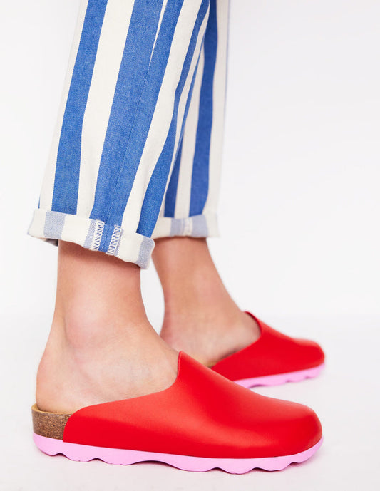 Lyla Colour Block Clogs Post Box Red/Soft Pink